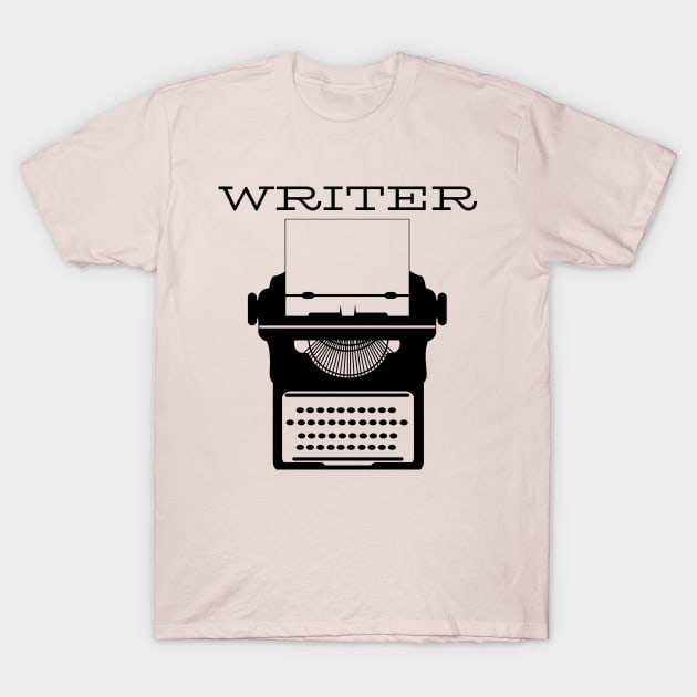 Writer black typewriter white paper T-Shirt by CasualTeesOfFashion